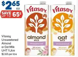 Foodland Vitasoy Unsweetened Almond or Oat Milk offer