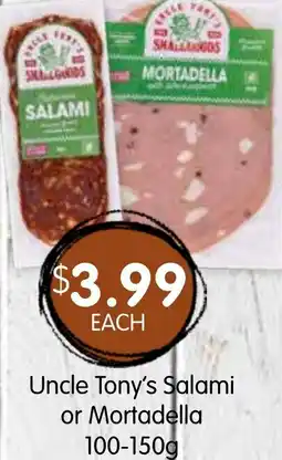 Spudshed Uncle Tony's Salami or Mortadella offer