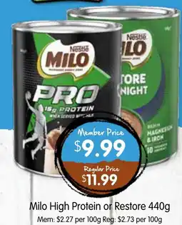 Spudshed Milo High Protein or Restore offer