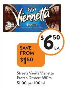 Foodworks Streets Vanilla Vienetta Frozen Dessert offer