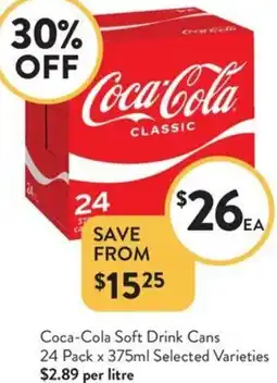 Foodworks Coca-Cola Soft Drink Cans offer