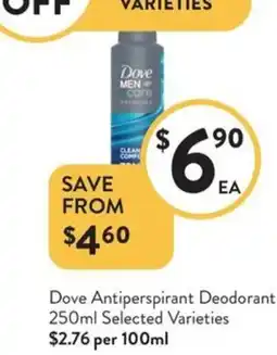 Foodworks Dove Antiperspirant Deodorant offer