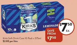 Foodworks Kirks soft drink cans offer