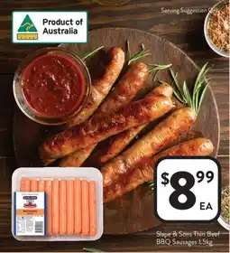 Foodworks Slape & sons thin beef bbq sausages offer
