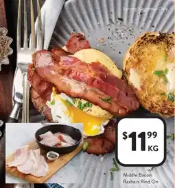 Foodworks Middle bacon rashers rind on offer
