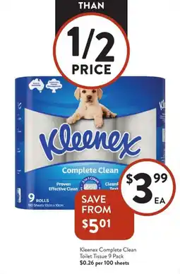 Foodworks Kleenex complete clean toilet tissue offer