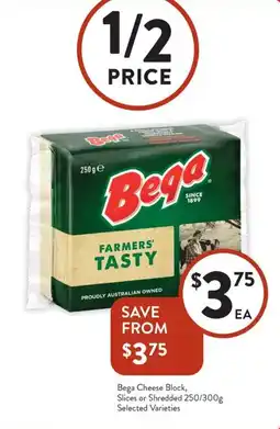 Foodworks Bega cheese block, slices or shredded offer