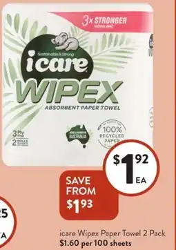 Foodworks Icare wipex paper towel offer