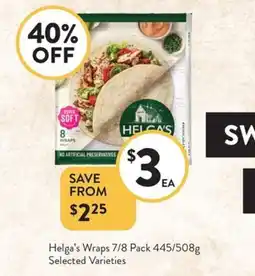 Foodworks Helga's wraps offer