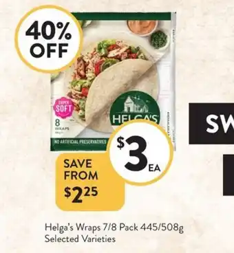 Foodworks Helga's wraps offer