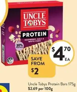 Foodworks Uncle tobys protein bars offer