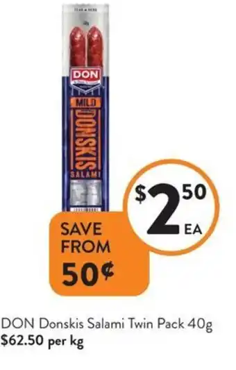 Foodworks Don donskis salami twin pack offer