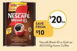 Foodworks Nescafé Blend 43 or Gold Jar offer