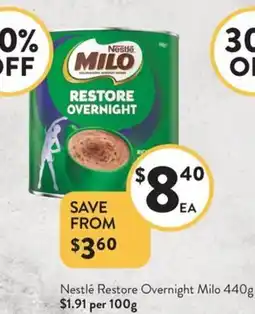 Foodworks Nestlé restore overnight milo offer
