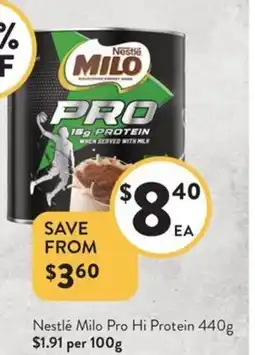 Foodworks Nestlé milo pro hi protein offer