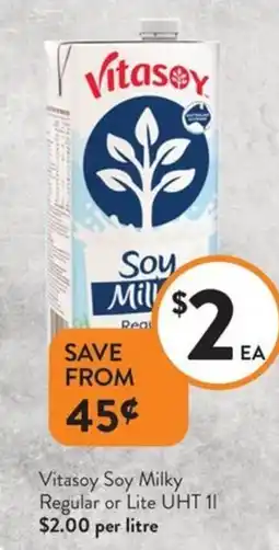 Foodworks Vitasoy Soy Milky Regular or Lite UHT offer