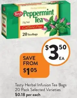 Foodworks Tasty herbal infusion tea bags offer