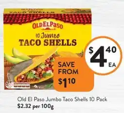 Foodworks Old el paso jumbo taco shells offer