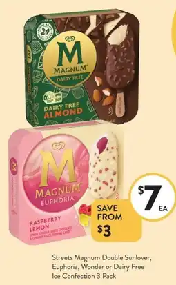 Foodworks Streets magnum double sunlover, euphoria, wonder or dairy free ice confection offer