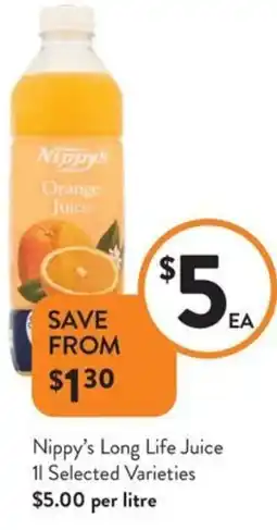Foodworks Nippy's long life juice offer