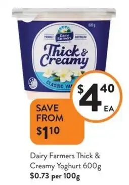 Foodworks Dairy farmers thick & creamy yoghurt offer