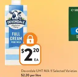 Foodworks Devondale uht milk offer