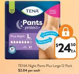 Foodworks Tena night pants plus large offer