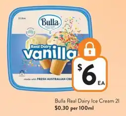 Foodworks Bulla real dairy ice cream offer