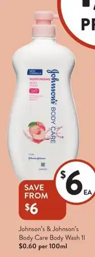 Foodworks Johnson's & Johnson's Body Care Body Wash offer