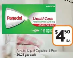 Foodworks Panadol Liquid Capsules 16 Pack offer