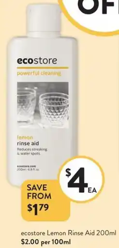 Foodworks ecostore Lemon Rinse Aid offer