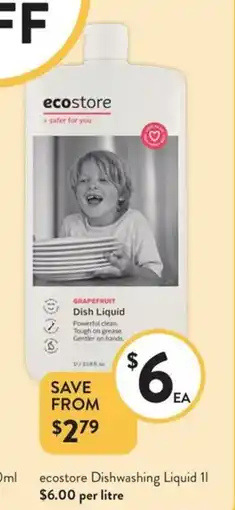 Foodworks ecostore Dishwashing Liquid offer
