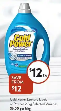 Foodworks Cold Power Laundry Liquid or Powder offer