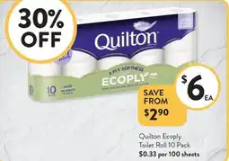 Foodworks Quilton Ecoply Toilet Roll 10 Pack offer