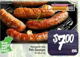 Foodworks Plantagenet Pork Sausages offer