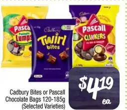 Foodworks Cadbury Bites or Pascall Chocolate Bags offer