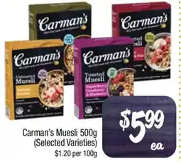 Foodworks Carman's Muesli offer