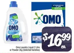 Foodworks Omo Laundry Liquid 2 Litre or Powder offer
