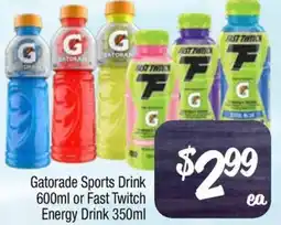 Foodworks Gatorade Sports Drink 600ml or Fast Twitch Energy Drink offer