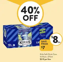 Foodworks Kirks Soft Drink Cans offer