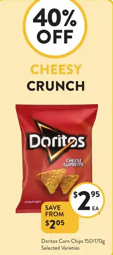 Foodworks Doritos Corn Chips Selected Varieties offer