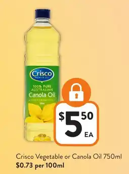 Foodworks Crisco Vegetable or Canola Oil offer