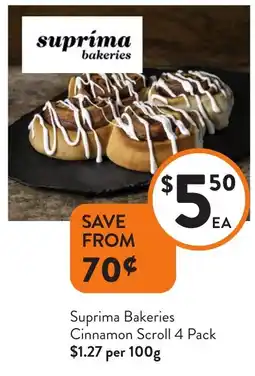 Foodworks Suprima Bakeries Cinnamon Scroll 4 Pack offer