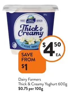 Foodworks Dairy Farmers Thick & Creamy Yoghurt offer