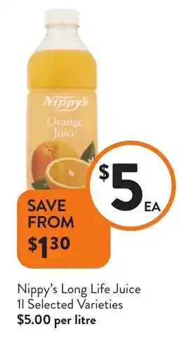 Foodworks Nippy's Long Life Juice offer