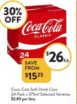 Foodworks Coca-Cola Soft Drink Cans 24 Pack offer