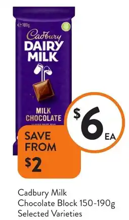 Foodworks Cadbury Milk Chocolate Block offer