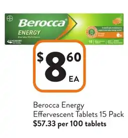Foodworks Berocca Energy Effervescent Tablets offer