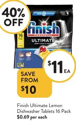 Foodworks Finish Ultimate Lemon Dishwasher Tablets offer