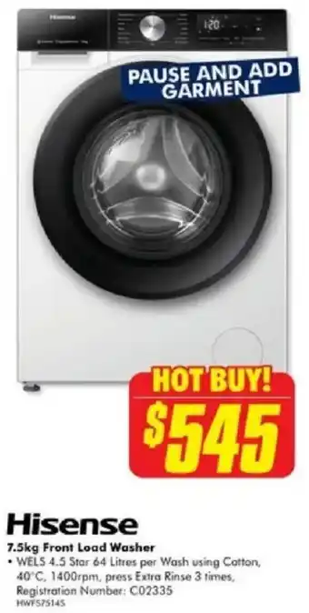 The Good Guys 7.5kg Front Load Washer offer